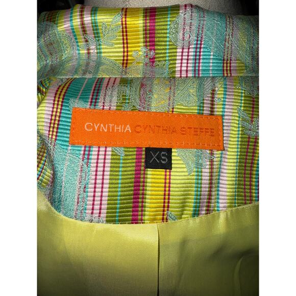 Cynthia Steffe Paisley Floral Beaded Fitted Striped Jacket Coat - Size XS - OE - Picture 6 of 12